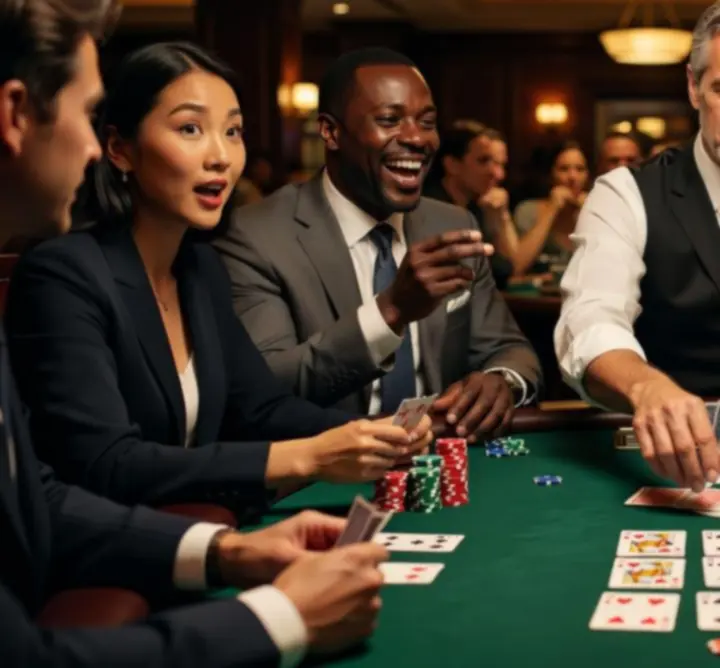 Stół pokerowy przygotowany na event kasynowy